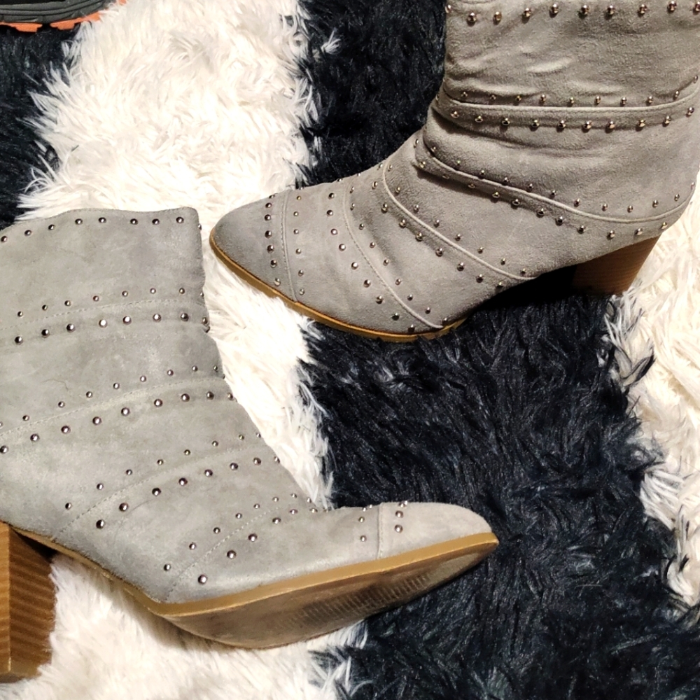 Studded gray boots